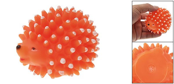 Hedgehog Design Squeaky Pet Dog Puppy Chew Toy Orange