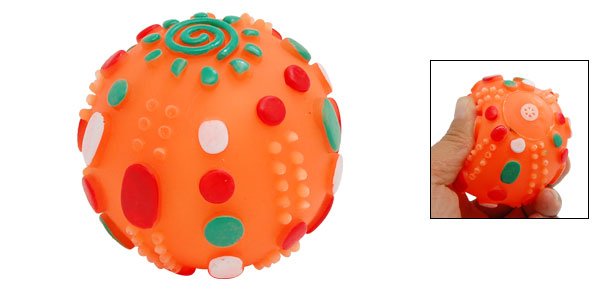 Orange Pet Dog Puppy Chew Squeak Squeaky Toy Small Ball
