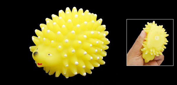 Hedgehog Shaped Pet Dog Puppy Chew Squeaky Toy Yellow