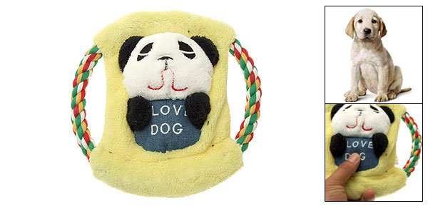 Chase N Chew Panda Design Plush Cotton Squeaky Rope Frisbee for Pet Dog
