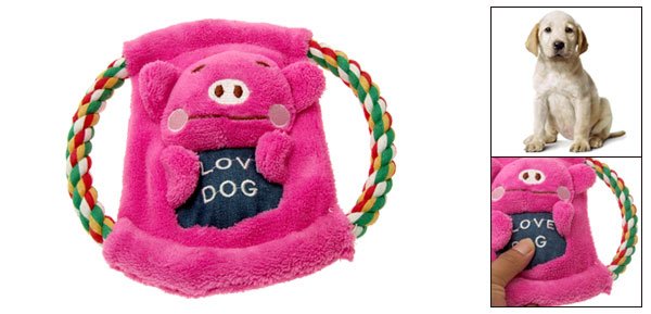 Dog Puppy Chase N Chew Animal Design Plush Cotton Rope Frisbee with Squeaker