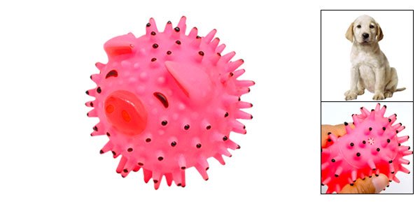 Pig Pattern Vinyl Spikey Squeaky Squeak Ball Fetch Dog Toy