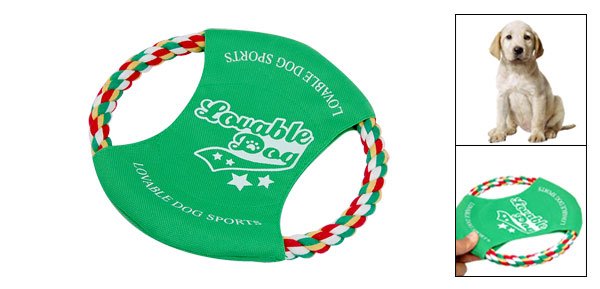 Green Cotton Rope Dog Puppy Doggle Doggie Frisbee Flyer Toy
