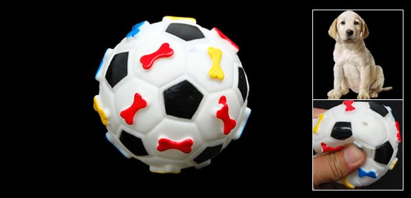 Football Pattern Squeaky Squeak Ball Pet Dog Chew Play Toy
