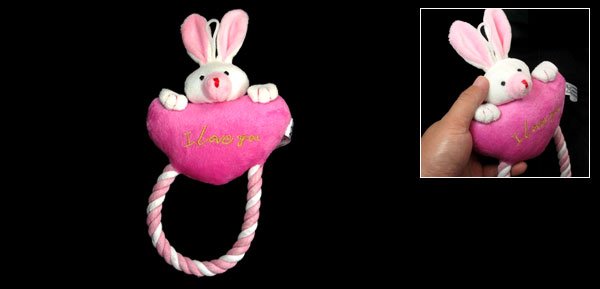 Rabbit Pattern Plush Squeaky Squeaker Toy with Tug Rope for Pet Puppy Dog
