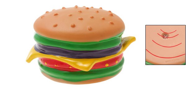 Dog & Cat Round Hamburger Pattern Squeaky Pet Chew Toy