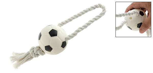 Squeaky Soccer Ball Rope Tug Toy for Dogs and Puppies