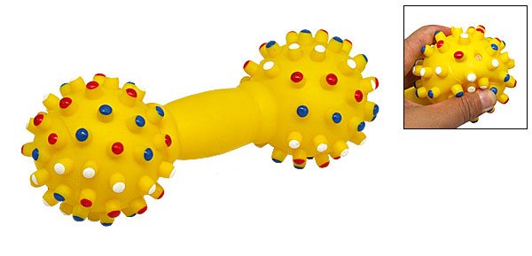 Yellow Dumbbell Shaped Dog & Cat Pet Squeaky Chew Toy