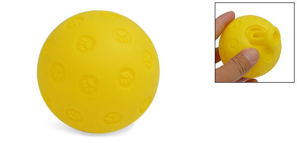 Yellow Plastic Round Ball Toy w/Pet Foot Pattern for Dog Pet