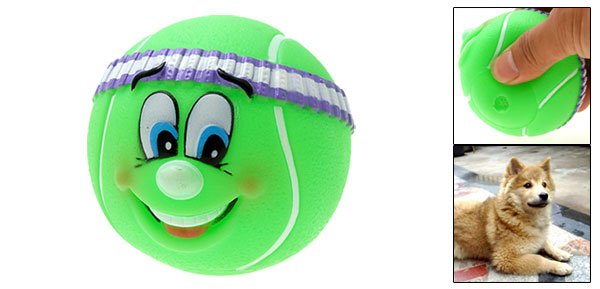 Tennis Ball Pattern Vinyl Squeaker Fetch Chew Dog Puppy Toy