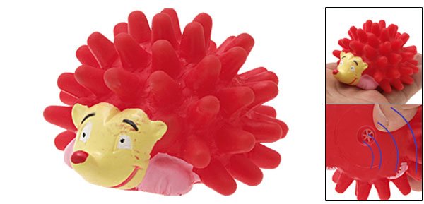 Squeaker Red Vinyl Hedgehog Pattern Pet Dog & Cat Toy