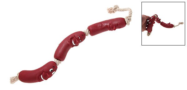 Brown Rubber Sausage w/Rope Pet Cat Dog & Chew Toys