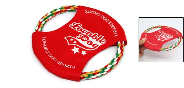 Red Loveable Dog Frisbee Pet Dog Rope Flyer Toys