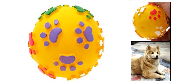 Vinyl Squeaker Yellow Ball Toy for Pet Cat & Dog