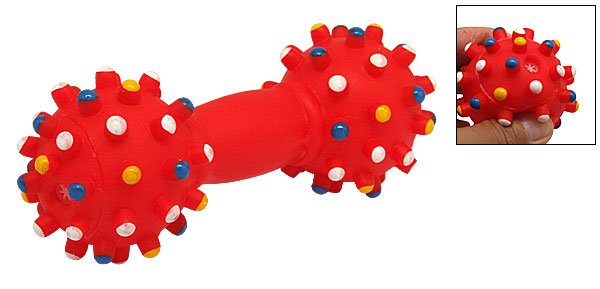 Red Dumbbell Pattern Squeaky Dog & Cat Pet Chew Toy