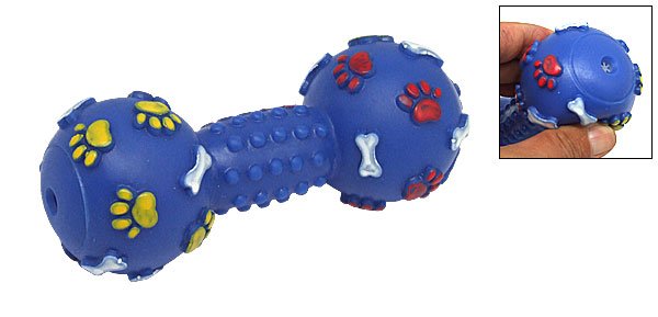 Dumbbell Pattern Squeaky Dog & Cat Pet Chew Toy Blue