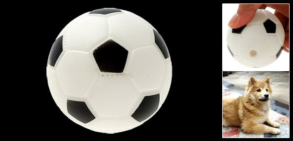 Football Pattern Vinyl Squeaker Fetch Chew Dog Puppy Toy