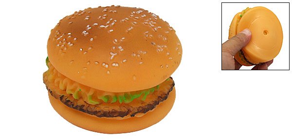 Realistic Simulated Round Vinyl Hamburger Dog Pet Chew Toy