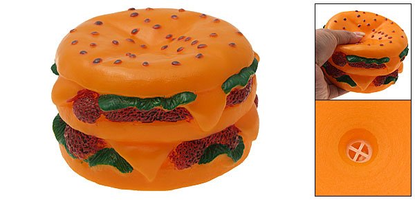 Relistic Round Hamburger Squeaky Dog Pet Chew Toy
