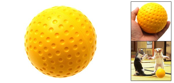 Yellow Cat Dog Pet's Push Play Ball Rough Tough Ball Gift