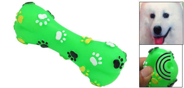 Vinyl Rubber Bone Pet Cat Dog Squeaky & Chew Toys Green