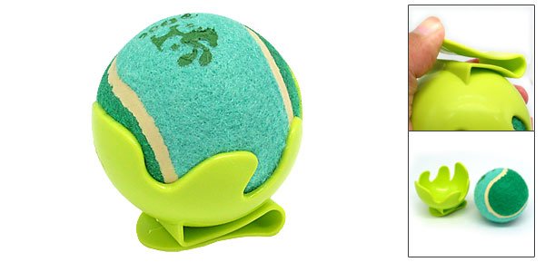 Green Toy Cricket Baseball Tennis Ball with Clip Bracket for Dog Cat Pet