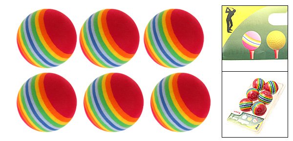 6 Rainbow Style Foam Golf Practice Training Balls