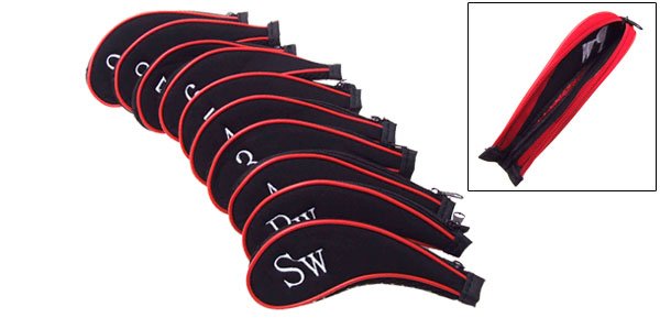 Black 10 PCS Golf Club Iron Headcover Head Cover Case Set New