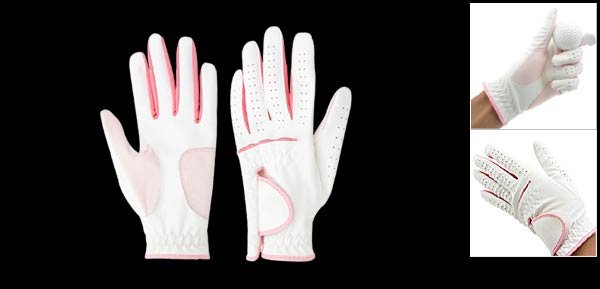 Ladies Left Hand All Weather Golf Glove Size M (LPP-04) White & Pink