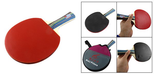 Red Black Wooden Handle Table Tennis Racket Paddle w Case