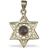 FREE SHIPPING!!90002-GOLD FILLED PENDANT- FILIGREE MAGEN DAVID ORANGE STONE/ jewelry