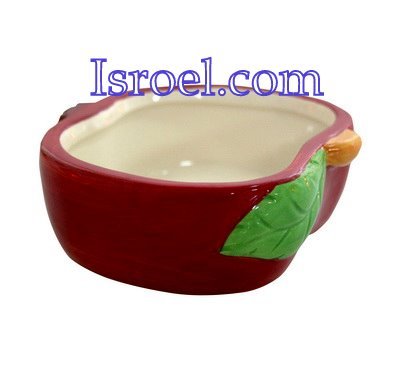 87204 - CERAMIC HONEY DISH "APPLE" 9*10 CM ROSH HASHANA GIFT