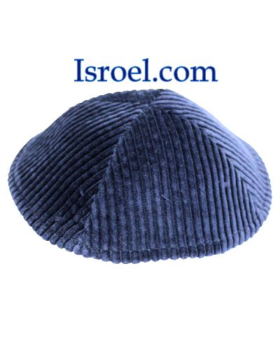 16718 - CORDUROY KIPPAH 17 CM, BLUE YARMULKE/KIPPAH / KIPA / YARMULKE / YAMAKA / KIPPA