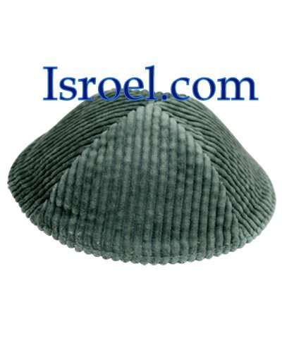 16719 - CORDUROY KIPPAH 17 CM, OLIVE GREEN YARMULKE/KIPPAH / KIPA / YARMULKE / YAMAKA / KIPPA