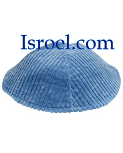 16720 - CORDUROY KIPPAH 17 CM, LIGHT BLUE YARMULKE/KIPPAH / KIPA / YARMULKE / YAMAKA / KIPPA