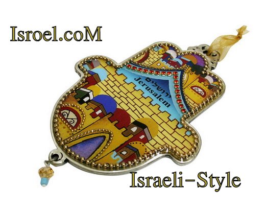73958 - PEWTER HAMSA 12 CM, HAND DECORATED-CHAMSA GIFT BY ISROEL.COM