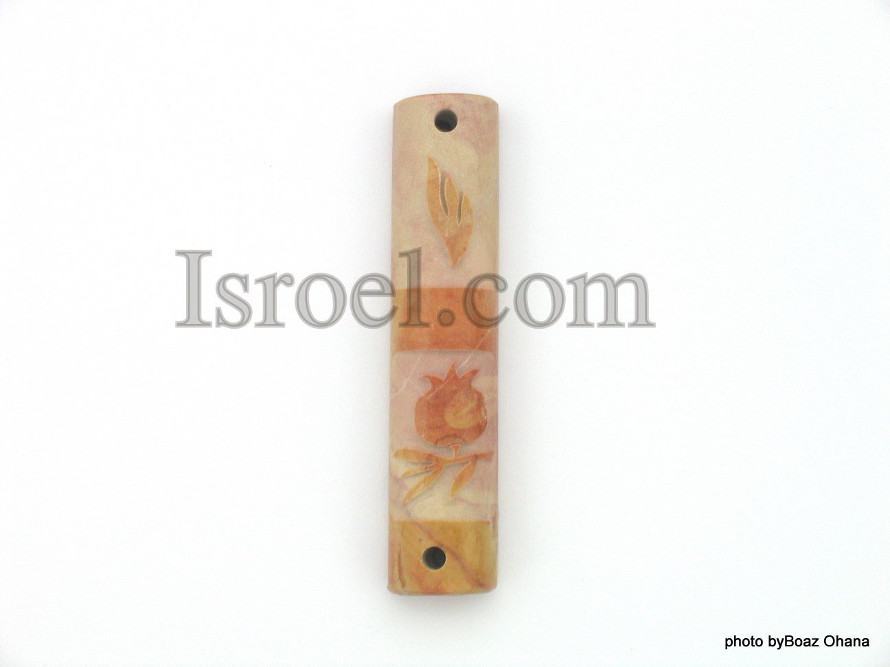 70591 - 10CM MARBLE ROUND MEZUZAH POMEGRANATE 10CM, ISRAEL JEWISH JUDAICA MEZUZA BY ISROEL.COM