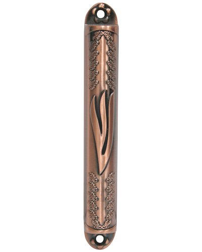 DESIGNER MEZUZAH 28488 COPPER MEZUZAH 15CM "SHIN",ISRAELI JUDAICA MEZUZA BY ISROEL.COM