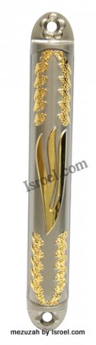 DESIGNER CHABAD MEZUZAH 28671 GOLD MEZUZAH 15CM "ORNAMENTS",ISRAELI JUDAICA MEZUZA BY ISROEL.COM
