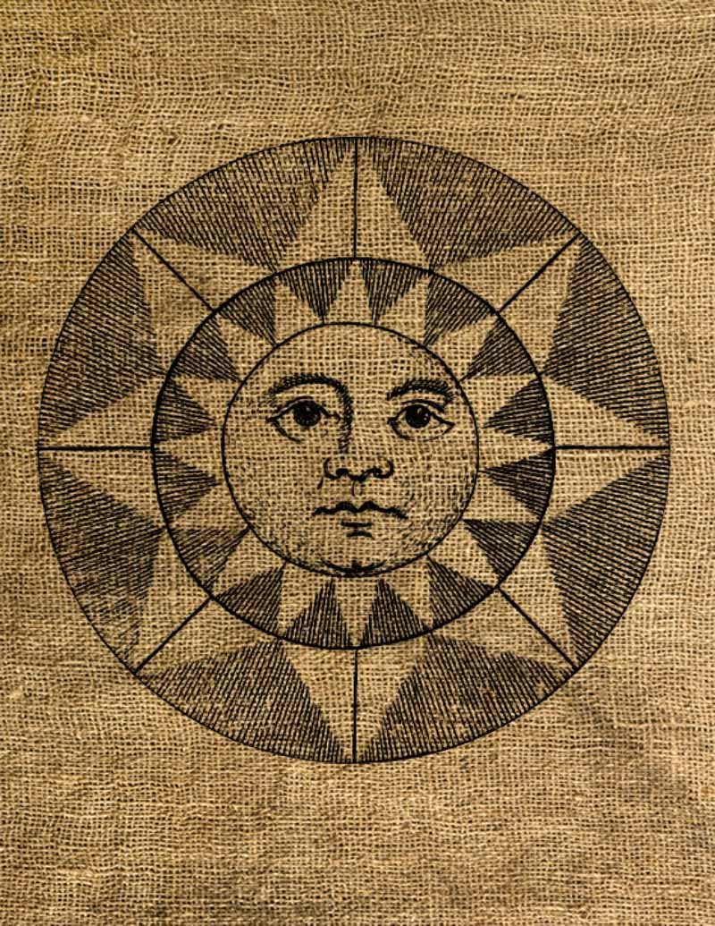 Vintage, Altered, Iron On, Ephemera, RENAISSANCE SUN Digital Image Transfer No.15