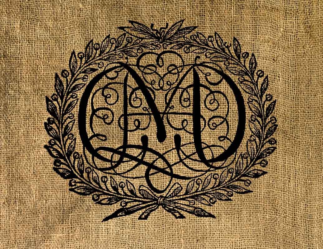 Vintage Altered, Ephemera, Iron On, Digital Image Transfer Letter M No.6