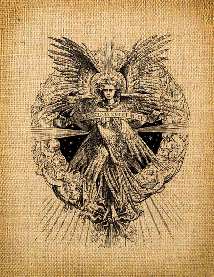Vintage Angel, Altered, Ephemera, Iron on, Digital Image No.16