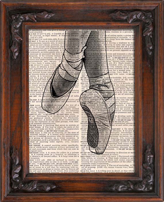 Art Print, Vintage, BALLET SHOES, POINTE Shoes, Dictionary Page Print 0134