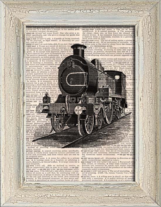 Art Print, Vintage, LOCOMOTIVE, Dictionary Page Print 0098