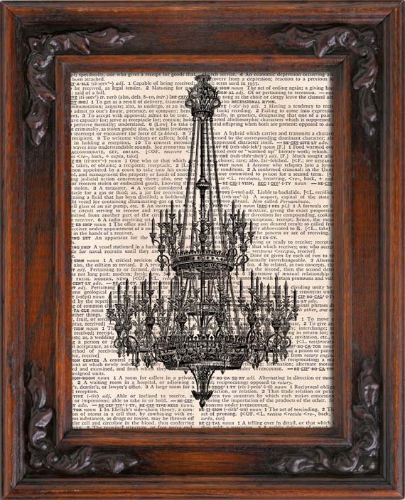 Art Print, VINTAGE CHANDELIER, Vintage, Dictionary Page Print 0131