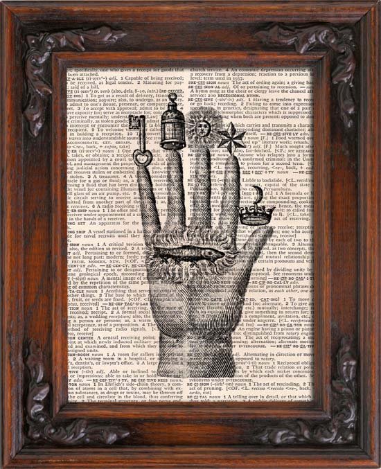 Vintage Chiromancy Hand Dictionary Page Print 0017