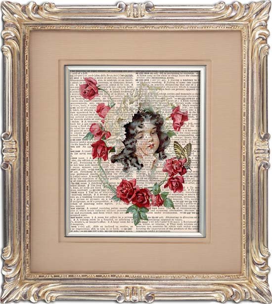 Art Print, VINTAGE GIRL, Vintage, Dictionary Page Print 0113