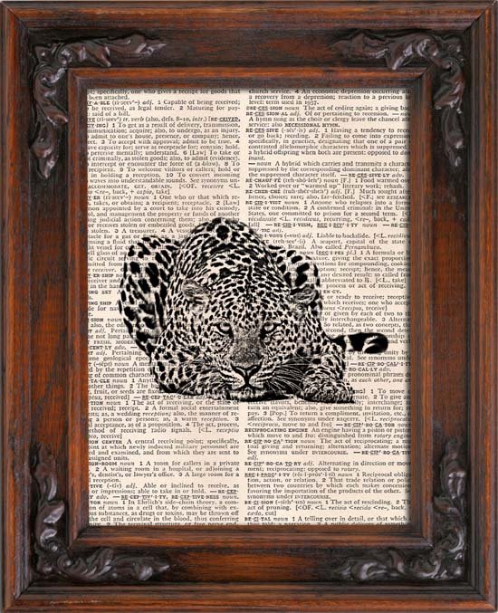 Art Print, Vintage, LEOPARD, Dictionary Page Print 0101