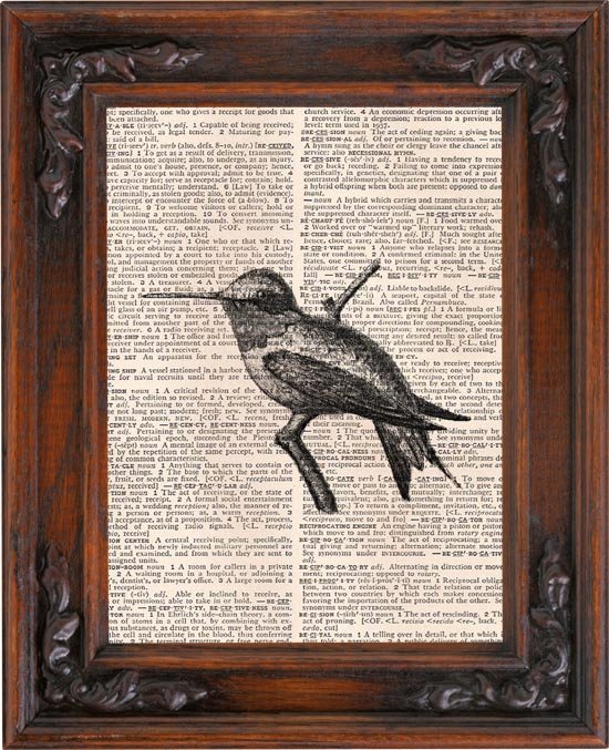 Art Print, Vintage, HUMMINGBIRD, Dictionary Page Print 0097