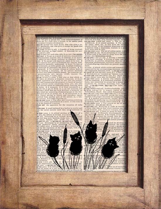 Art Print, Vintage, CATS, Dictionary Page Print 0085